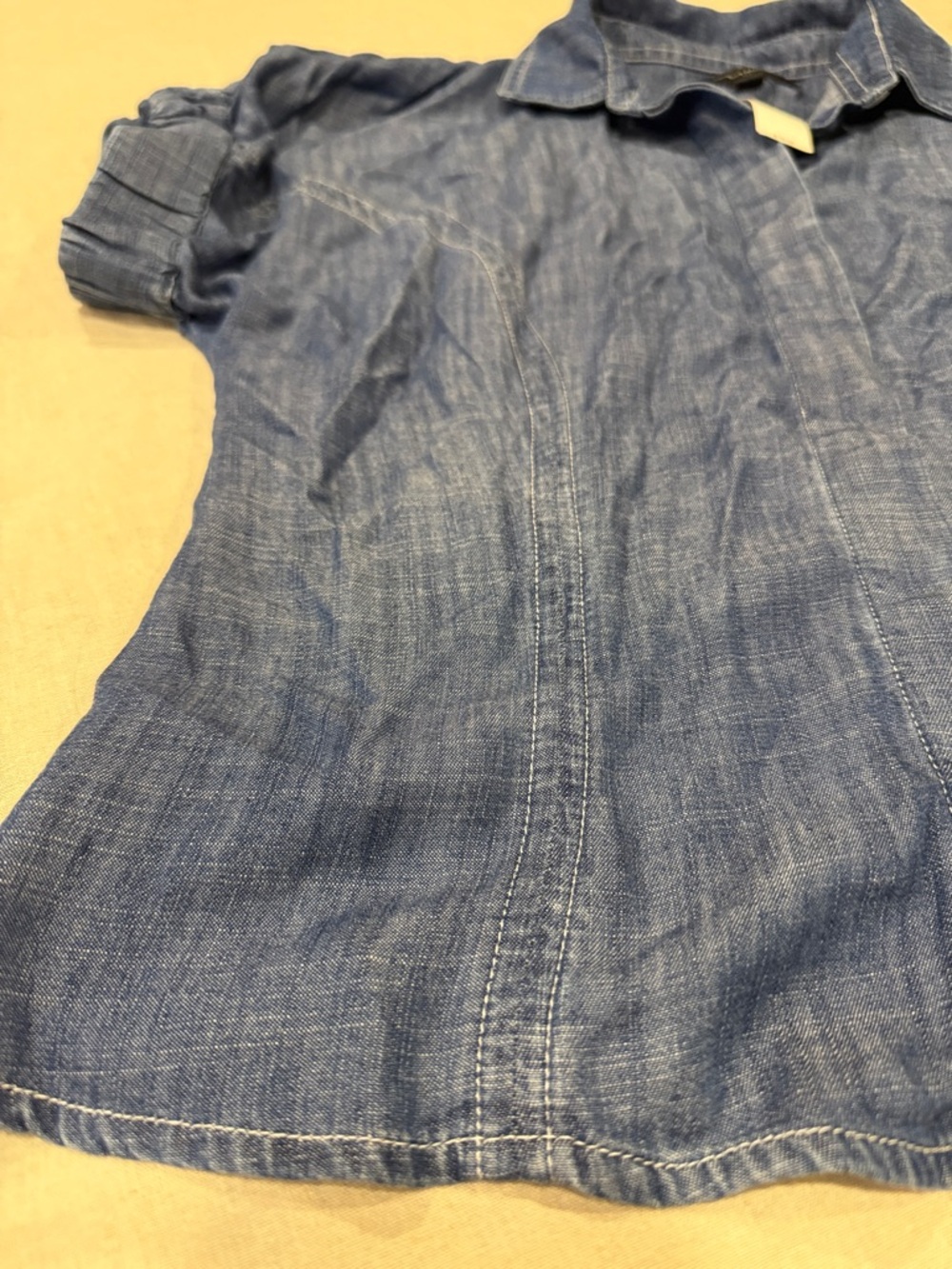 Banana Republic Chambray Puff Sleeve Button Front Top Medium - Picture 3 of 9
